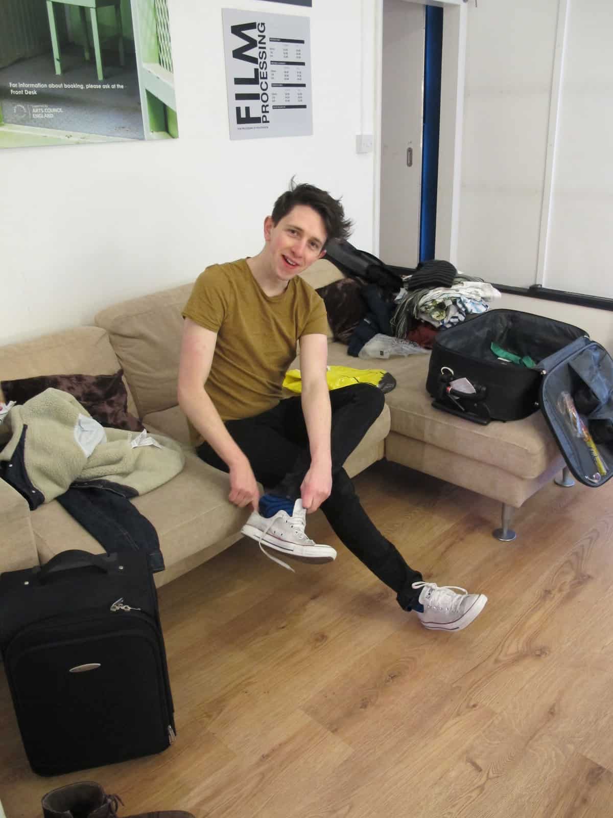 Josh changing his shoes!Josh changing his shoes!Josh changing his shoes!