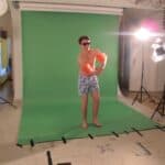 Jamie's set for swimming with his arm bands!