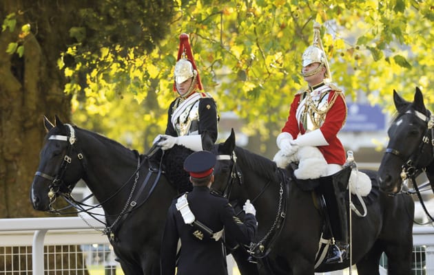 The Household Cavalry enjoy the Autumn sunshine at Ascot 15-10-11 Pic Bill Selwyn