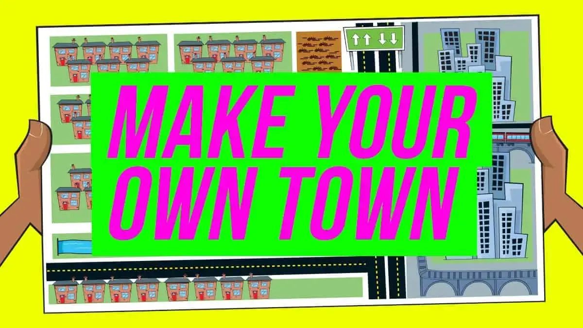 Download pictures and cut them out to make your own town!