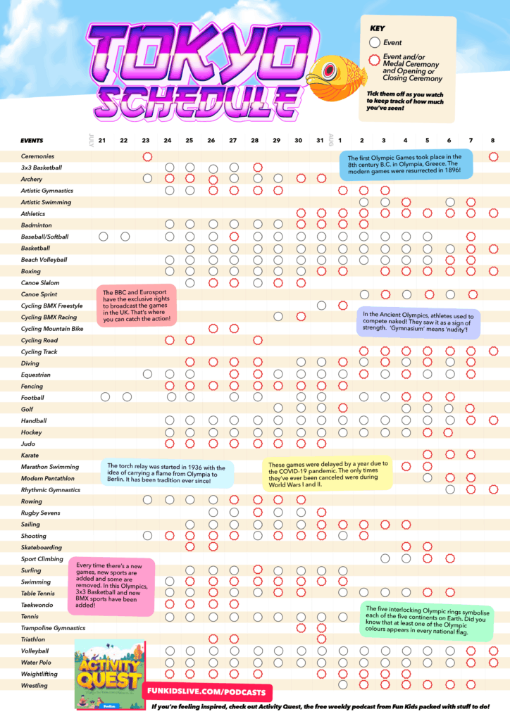 Olympics schedule