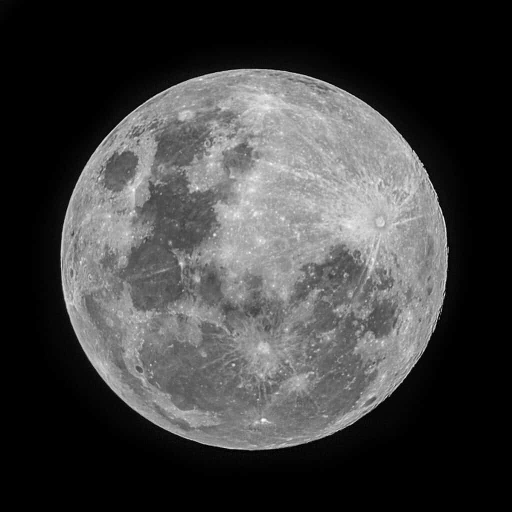 grayscale photo of full moon