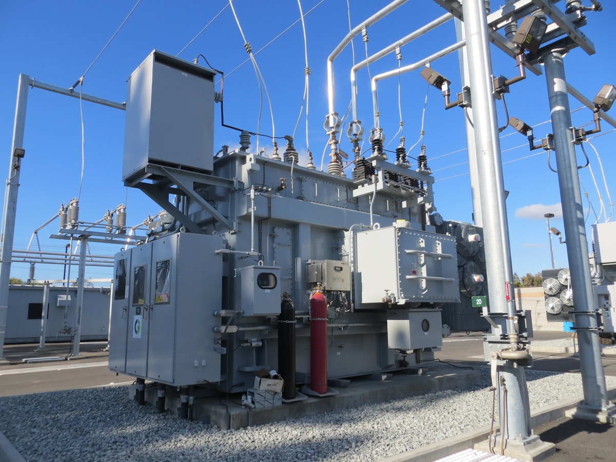 Electrical transformers at a substation