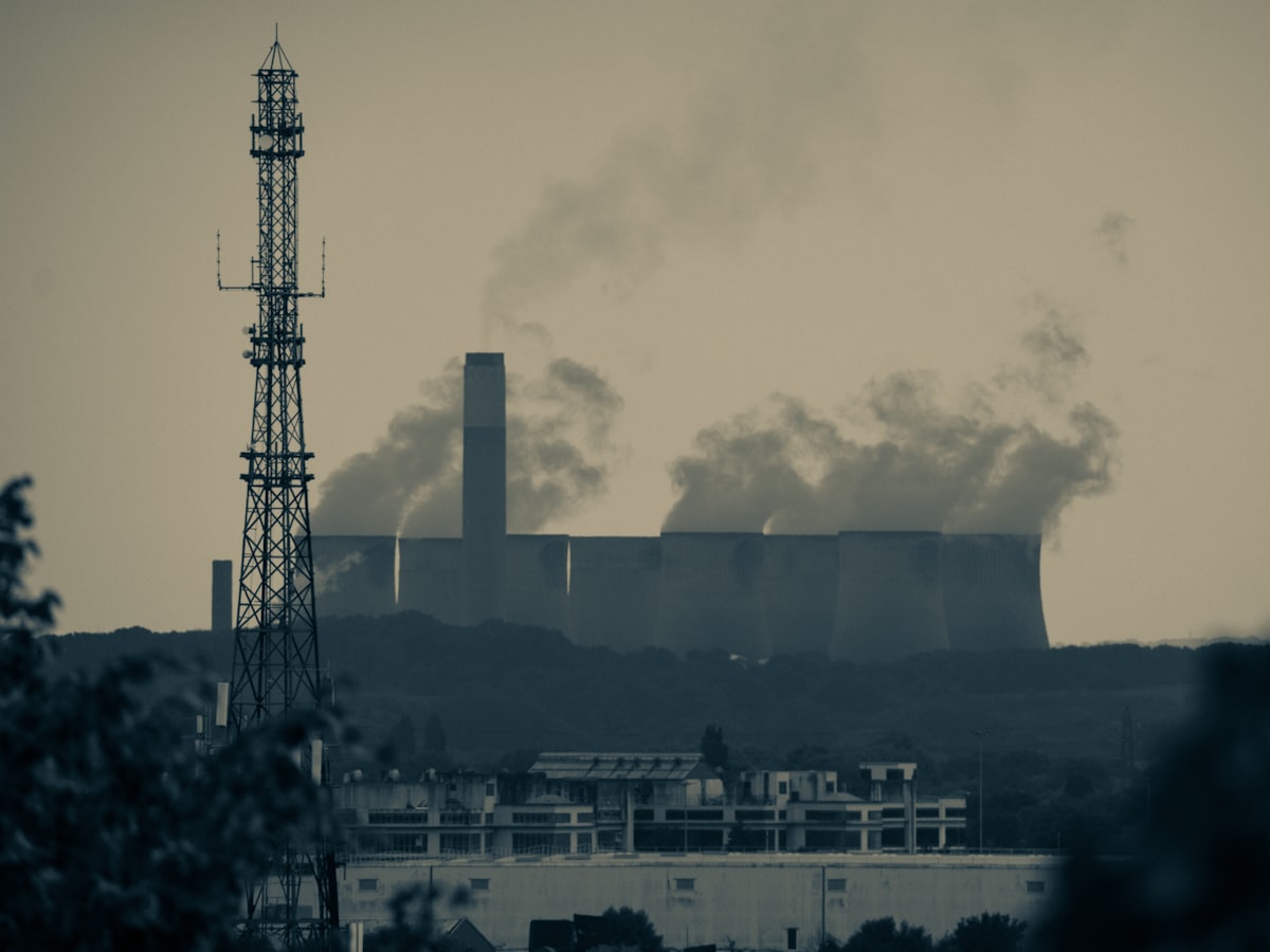 Steam rising from a power station