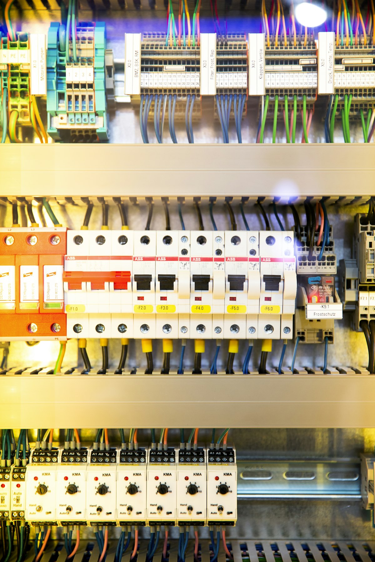 Switches inside an electrical control panel